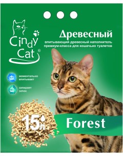 Наполнитель для кошачьего туалета Cindy Сat forest древесный 15 л 5 кг Cindy cat