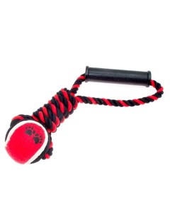 Игрушка для собак грейфер с ручкой черно красная 48 см Чистый котик