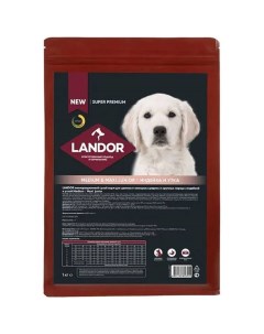 Сухой корм для собак для щенков крупной и средней породы индейка с уткой 1 кг Landor
