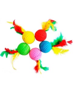 Игрушка для кошек Мяч одноцветный с перьями 25 шт Уют