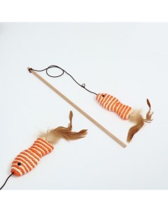 Дразнилка удочка для кошек рыбка из сизаля деревянная ручка 40 см Пижон