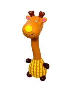Игрушка для собак Жираф в свитере с пищалкой коричневая 20 см N1