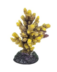 Декорация для аквариума Коралл пластиковый мягкий желто коричневый 8x7x10 см Vitality