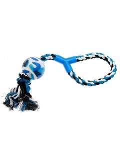 Игрушка для собак Грейфер веревка петля с мячиком голубая 40 см N1