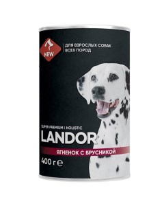 Влажный корм для собак консервированный ягненок с брусникой 400 г Landor
