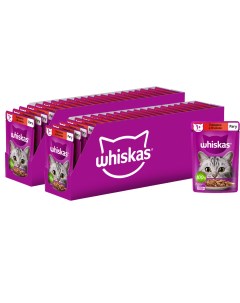 Влажный корм для кошек рагу с говядиной и ягненком 56 шт по 75 г Whiskas