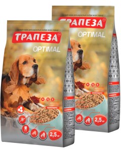 Сухой корм для собак Optimal для живущих дома 2 шт по 2 5 кг Трапеза