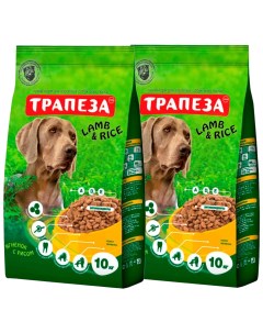 Сухой корм для собак с ягненком и рисом 2 шт по 10 кг Трапеза