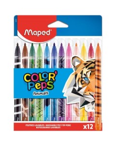 Набор фломастеров 12 цветов Color Peps Animals линия 2мм 845403 12 уп Maped