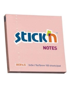 Стикеры самоклеящийся блок Stick n 76x76мм розовый пастель 100 листов 12 уп Hopax