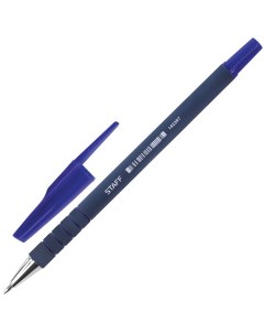 Ручка шариковая 0 35мм синий цвет чернил корпус прорезиненный 50шт 142397 Staff