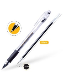 Ручка гелевая Hi Jell Grip 0 35мм черный резиновая манжетка 12шт HJR 500R Crown
