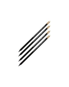 Набор чернографитных карандашей Calligrata 4 шт с ластиком черное дерево 5137488 Tech-krep