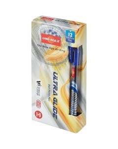 Ручка шариковая Ultra Glide 0 8мм синий цвет чернил масляная основа 12шт Unimax