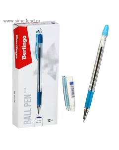 Ручка шариковая 0 4 мм I 10 чернила синие грип 12 шт Berlingo