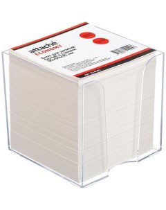 Блок кубик для записей Эконом 90x90x90мм белый прозрачный бокс 18шт Attache