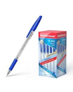 Ручка шариковая R 301 Classic Stick Grip узел 1 0 мм чернила синие резино Erich krause