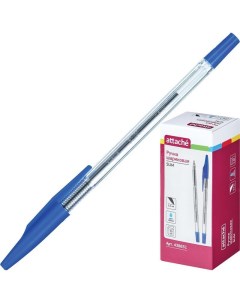 Ручка шариковая Slim 0 5мм синий цвет чернил корпус прозрачный 50шт Attache