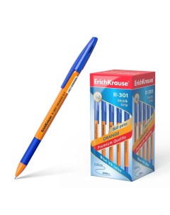 Ручка шариковая Erich Krause R 301 Orange Stick Grip узел 0 7 мм чернила синие резино Erich krause