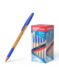 Ручка шариковая R 301 Amber Stick Grip узел 0 7 мм чернила синие резиновы Erich krause