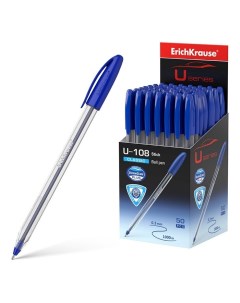 Ручка шариковая U 108 Classic Stick игольчатый узел 1 0 мм чернила синие ул Erich krause