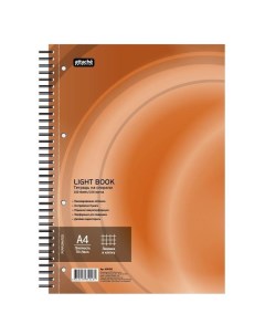 Бизнес тетрадь А4 100 листов клетка на спирали оранжевая 12шт Lightbook