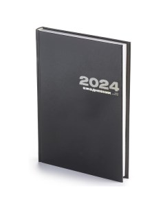 Ежедневник датированный на 2024 год А5 168 листов бумвинил черный Альт