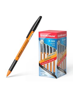 Ручка шариковая R 301 Orange Stick Grip узел 0 7 мм стержень чёрный резин Erich krause