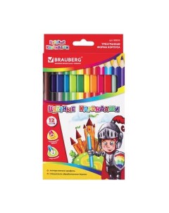 Набор цветных карандашей 12 цв арт 180836 3 набора Brauberg