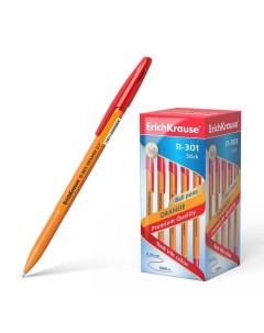 Ручка шариковая R 301 Orange Stick узел 0 7 мм чернила красные длина линии Erich krause