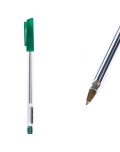 Ручка шариковая 0 7 мм стержень зелёный корпус прозрачный с зеленым колпачком 100 шт Calligrata