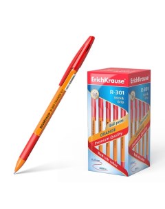 Ручка шариковая Erich Krause R 301 Orange Stick Grip узел 0 7 мм чернила красные рези Erich krause