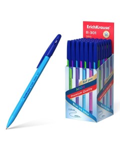 Ручка шариковая R 301 Neon Stick узел 0 7 мм чернила синие длина письма 200 Erich krause