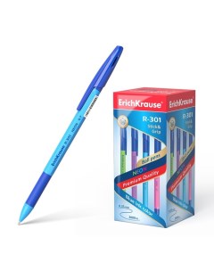 Ручка шариковая R 301 Neon Stick Grip узел 0 7 мм чернила синие резиновый Erich krause