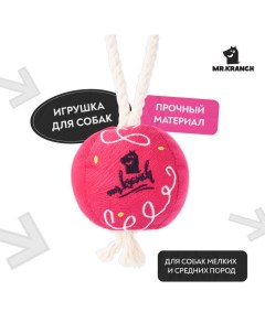 Игрушка для собак мелких и средних пород Шарик новогодний с канатом 20х9х9 см ярко розовый Mr.kranch