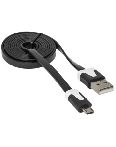 Кабель USB microUSB 1m черный белый плоский USB08 03P 87475 Defender