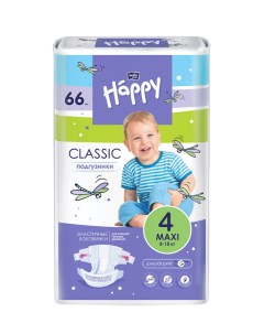Подгузники для детей Classic Maxi по 66 шт вес 8 18 кг Bella baby happy