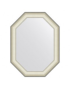 Зеркало в раме 64x84см BY 7444 белая кожа с хромом Evoform