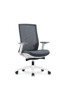 Кресло офисное Ruby LB белый пластик серая сетка серая ткань Norden