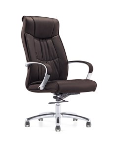 Кресло руководителя кожа коричневая хром Easy chair