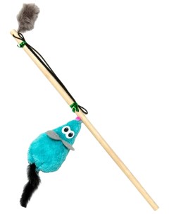 Игрушка для кошек мышь полевка с ушами с хвостом из натуральной норки голубая Gosi