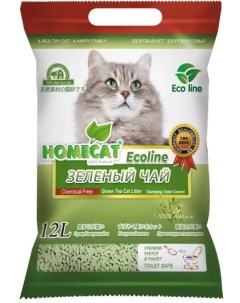 Наполнитель туалетов для кошек Ecoline Зеленый чай комкующийся 3шт по 12л Homecat
