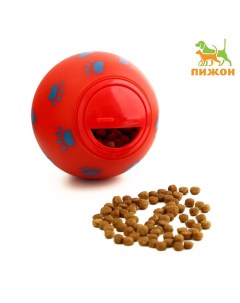 Игрушка шар под лакомства Лапки 8 см красная Пижон