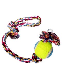 Игрушка для собак канат с ручкой и теннисным мячом 36 см Chaki