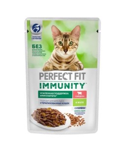 Влажный корм для кошек Immunity сговядиной и семенами льна 75г Perfect fit