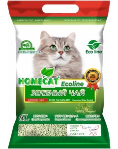 Наполнитель туалетов для кошек Ecoline Зеленый чай комкующийся 3шт по 12л Homecat