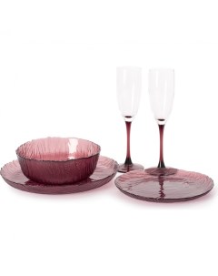 Набор столовый ВУЛКАН ЛИЛАК 16 пр с бокалами для шампанского O0251 Luminarc