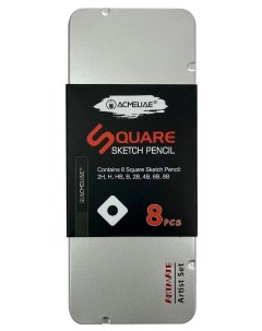 Набор чернографитных карандашей квадратных 8 твердостей 2H H HB B 2B 4B 6B 8B в металле Acmeliae