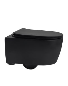 Унитаз подвесной Bequem безободковый с сиденьем микролифт черный матовый Abber