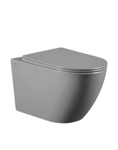 Унитаз подвесной Bequem безободковый с сиденьем микролифт серый матовый Abber